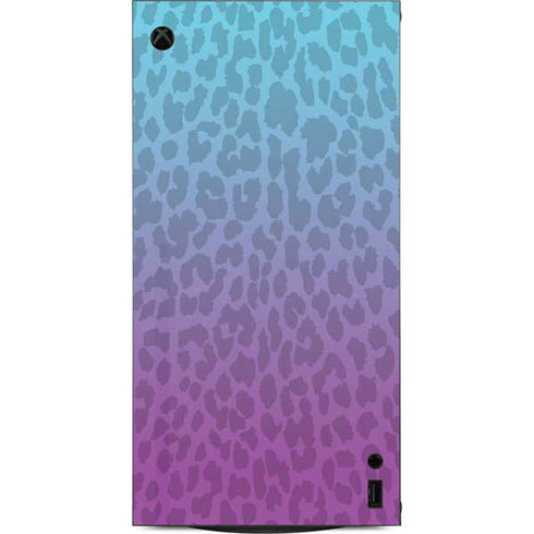 Cheetah Print Purple and Blue XBox Series X Digital Edition Console Skin